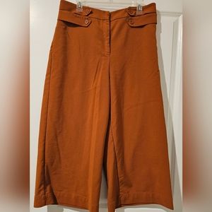 New York and Co,  high waisted wide leg capri, rust / brown color, size 14